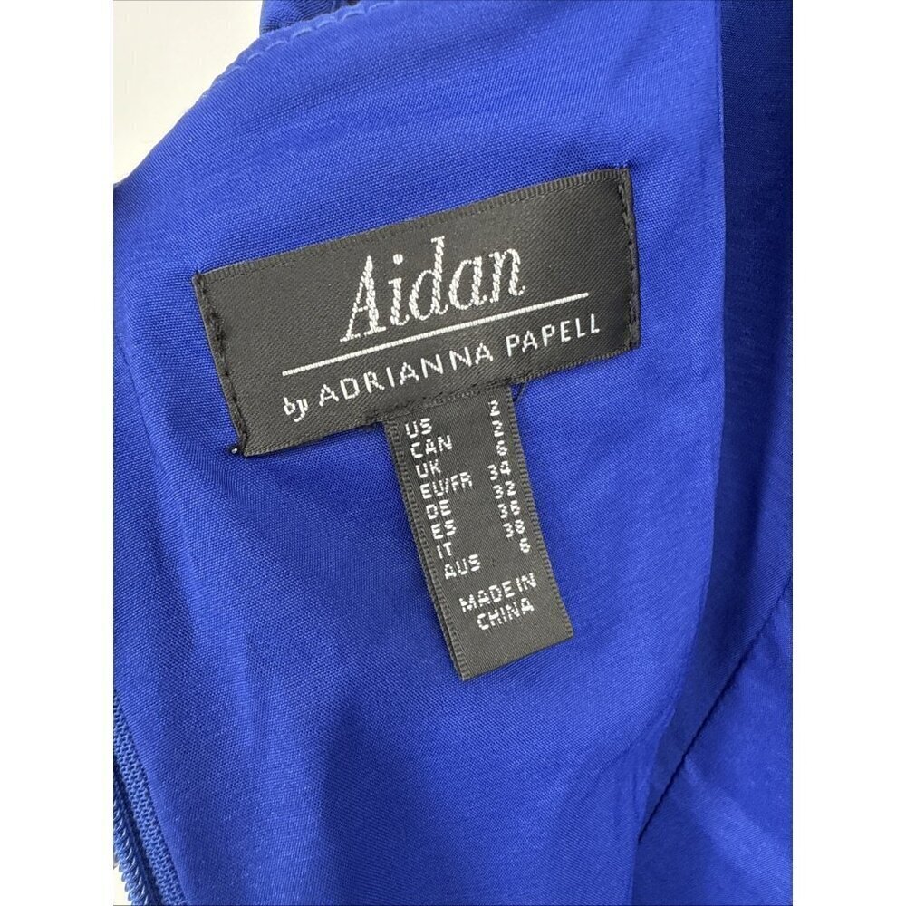 NWT Aidan by Adrianna Papell Cobalt Blue Fringe Midi Dress – Size 2 - Picture 11 of 16